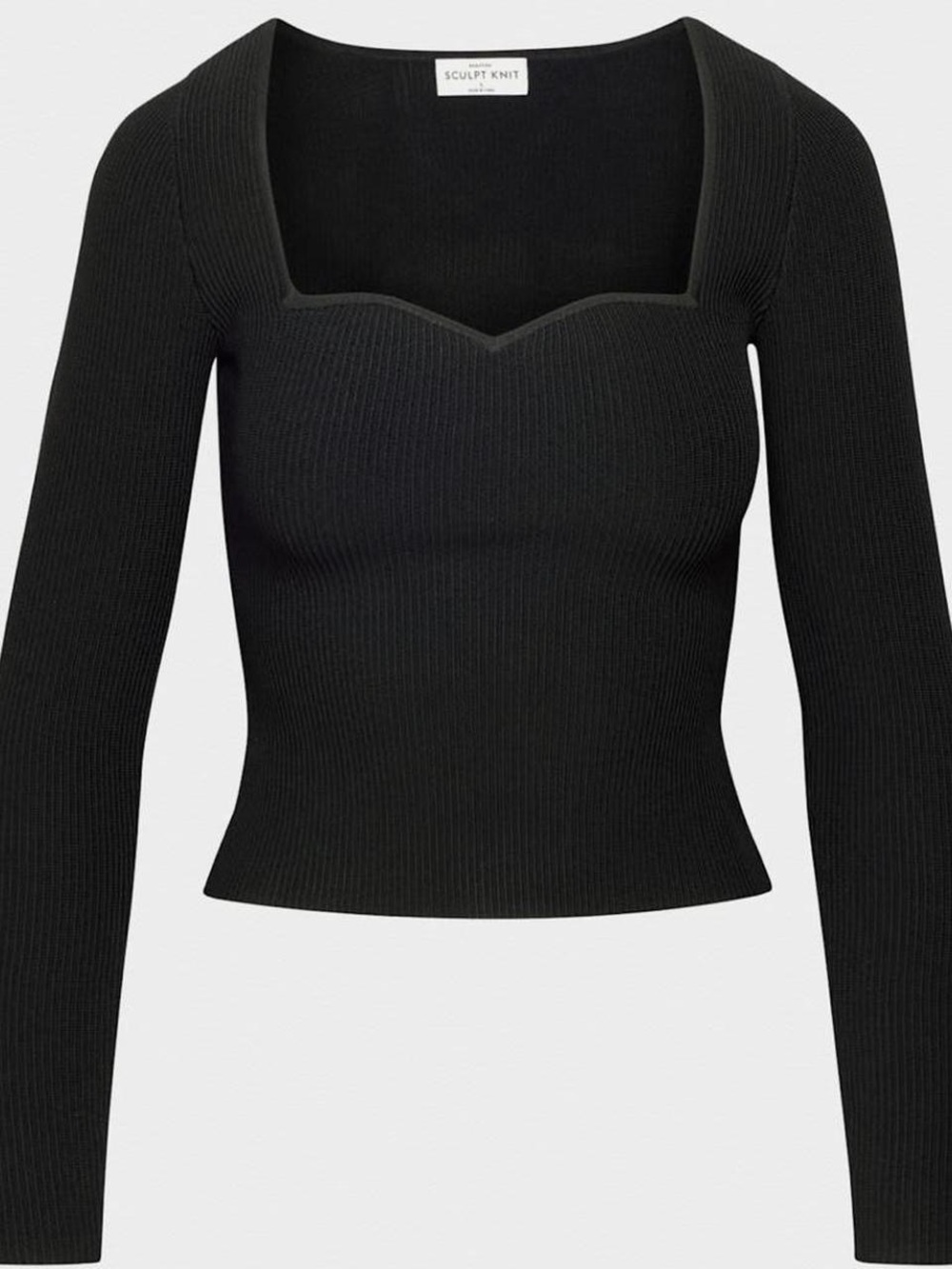 Aritzia sweetheart Black Ribbed Long-Sleeve Top